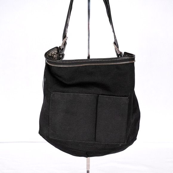 Coach Y2K Signature Hobo Shoulder Bag Small C Logo Gray w/ Black Leather F02158 - Picture 10 of 10